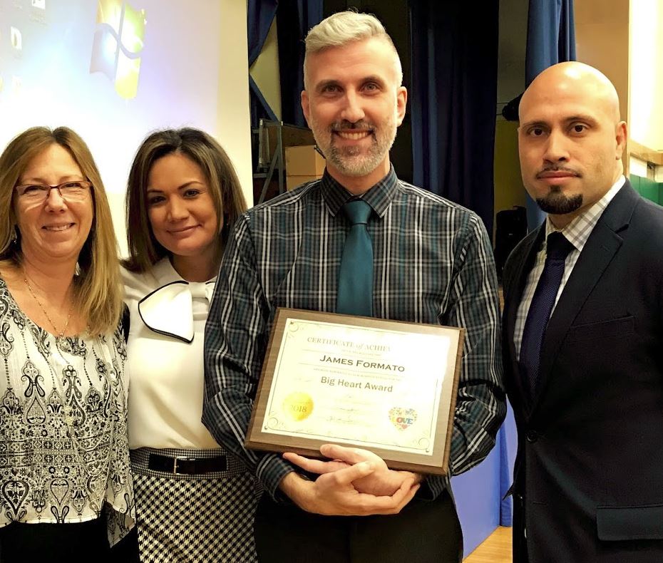 From left to right: Assistant Principal, Ms. Lamarche, Principal, Dr. Spindler, Mr. Formato, & Superintendent of Schools, Dr. Padilla.