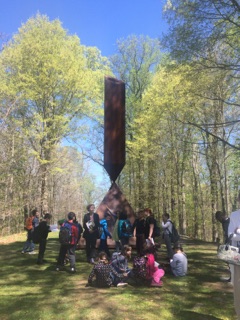 Students in Front of Sculpture 1
