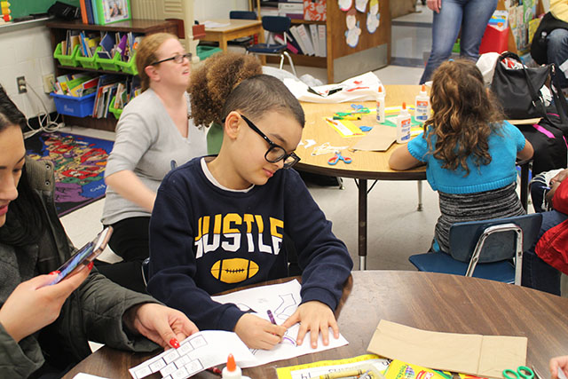 Students participating in activities during Dr. Suess Night 1