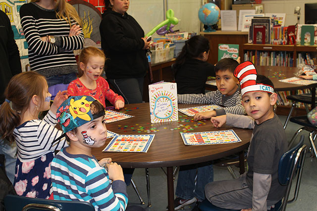 Students participating in activities during Dr. Suess Night 6