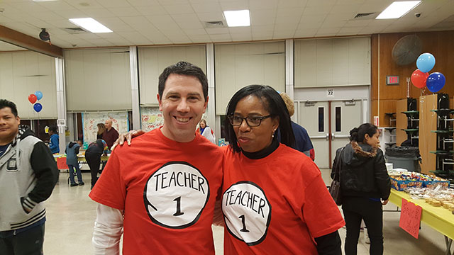 Teachers together at the Dr. Suess Night