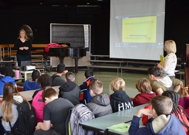 Student listening to presentation