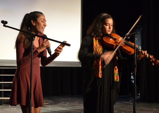 Violinists performing