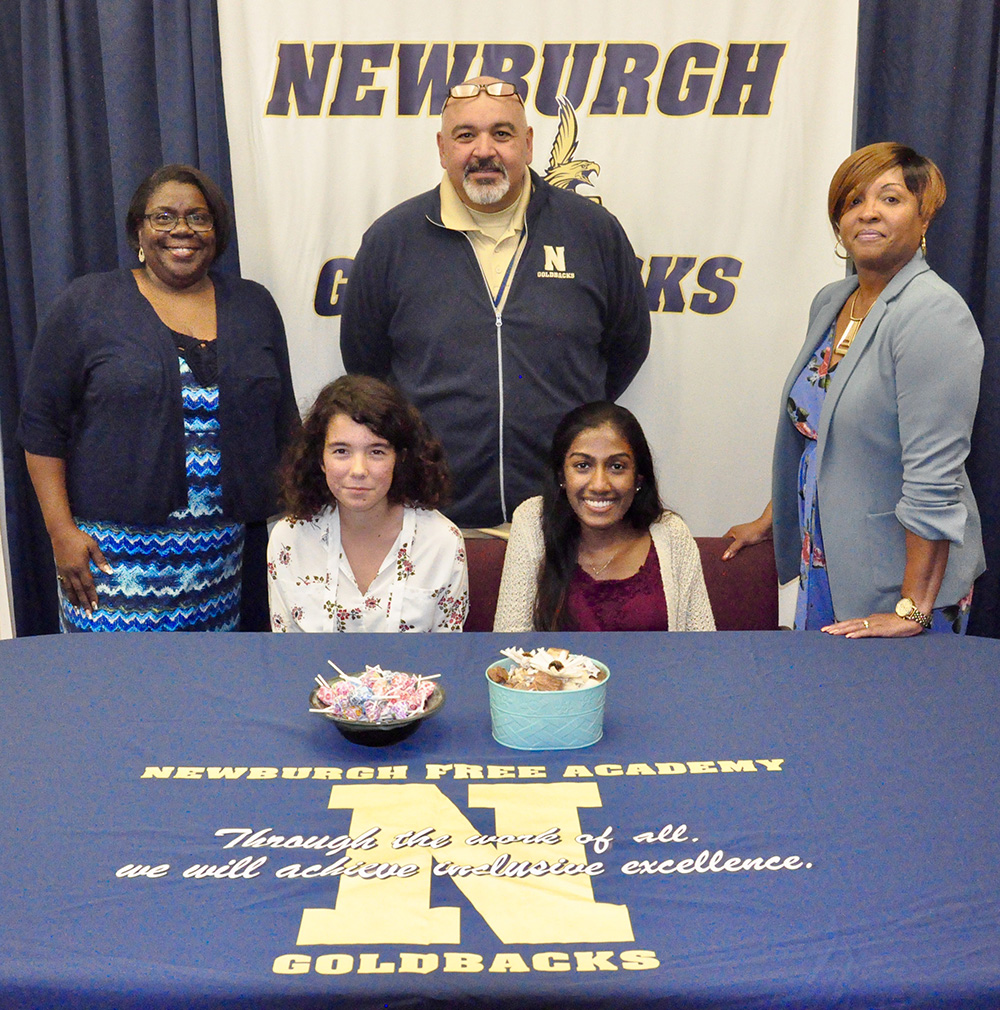 Semifinalists pictured with their School Counselors Ms. Jones and Ms. Bonsu and Principal, Mr. Rodriguez. 