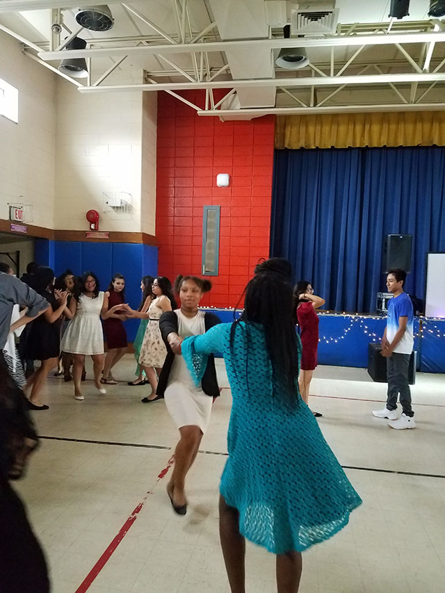 Students dancing at the celebration