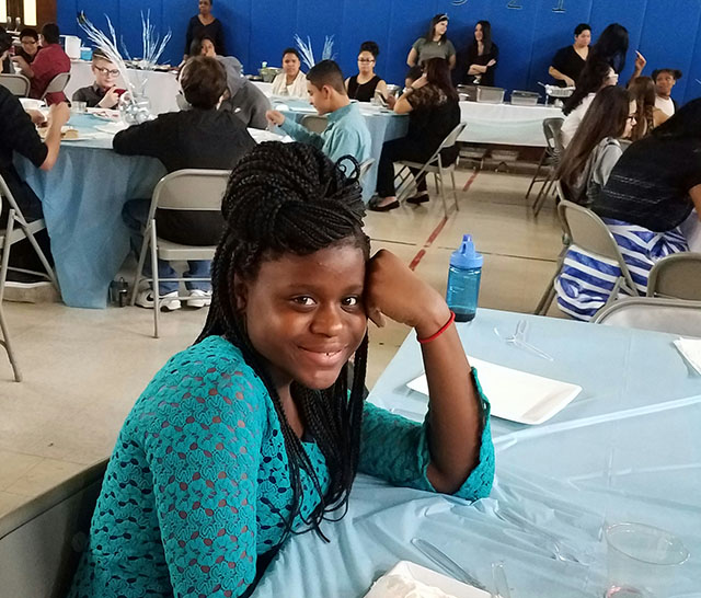 A student at the table.