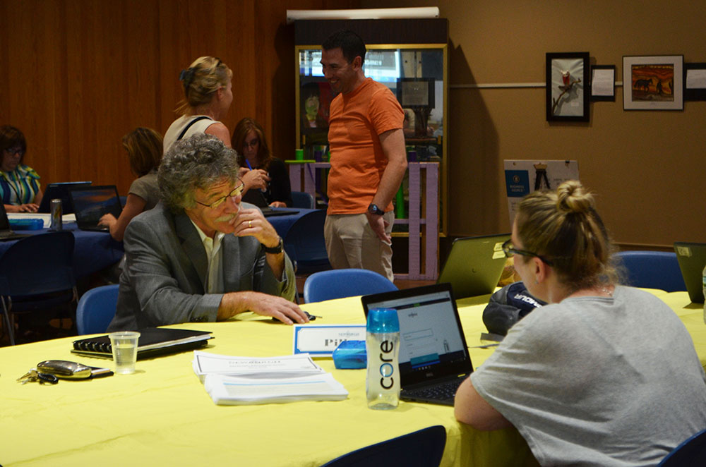 Members of the Strategic Planning Team discuss this year's focus. Photo 1