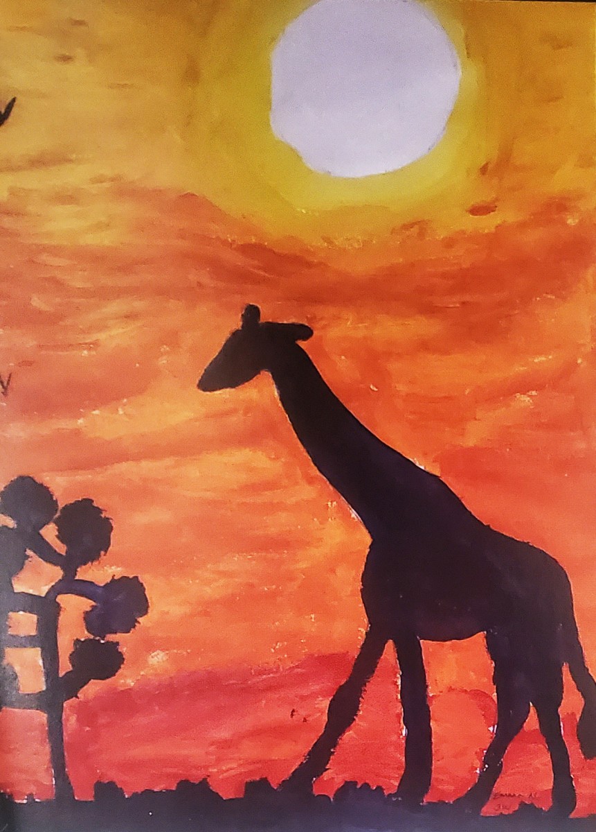 African Sunset by Emaan Nazeer, Grade 3