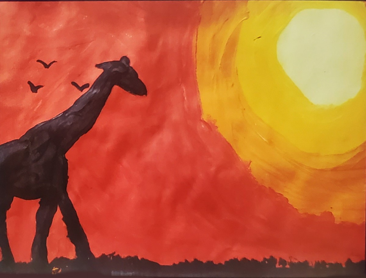 African Sunset (Crayon) by Ailin Mejie Espinal, Grade 3