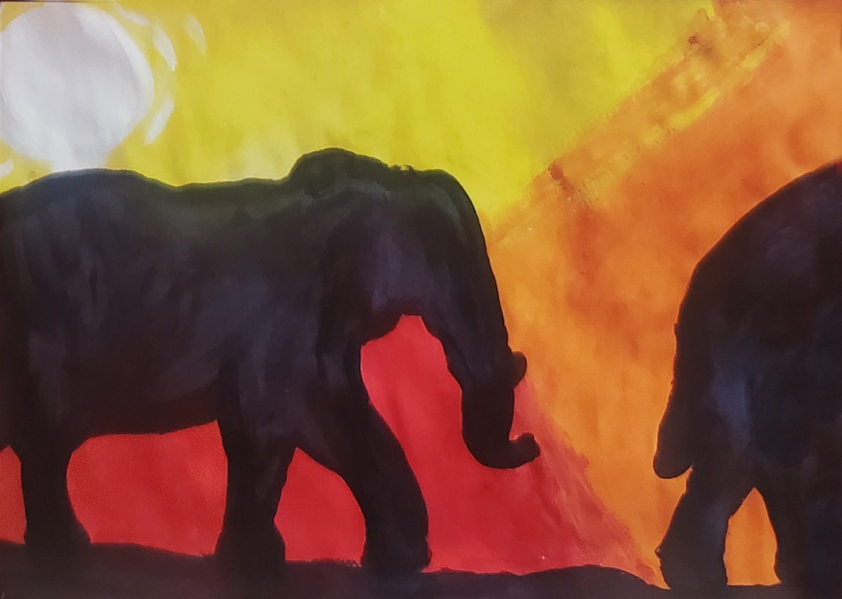 African Sunset (Crayon) by Ruby Asuaje, Grade 3