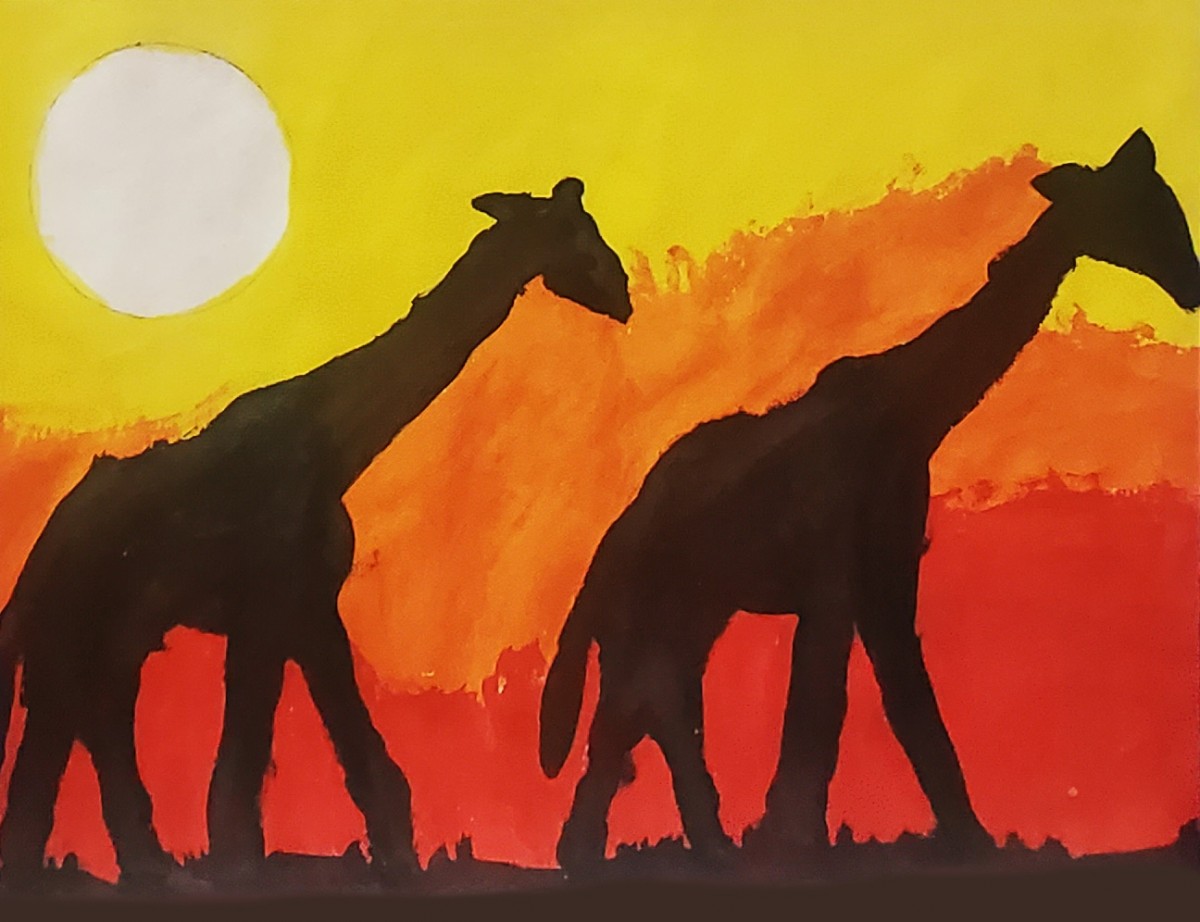 African Sunset (Crayon) by Milagros Y. Salcedo Siancas, Grade 3