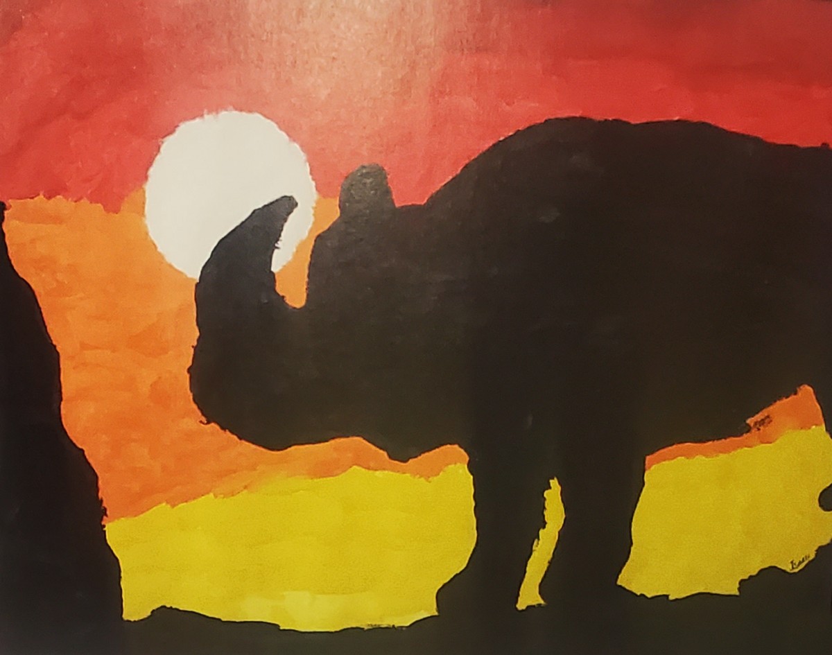 African Sunset (Pencil and Oil) by Isaac Iannucci, Grade 3