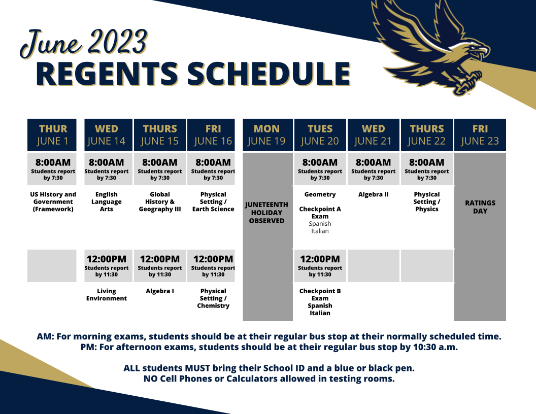 High School & Grade 8 June 2023 Regents Schedule Available- News - NECSD High School & Grade 8 June 2023 Regents Schedule Available- News - NECSD