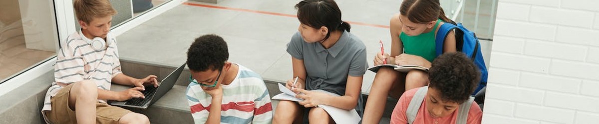 Student on step