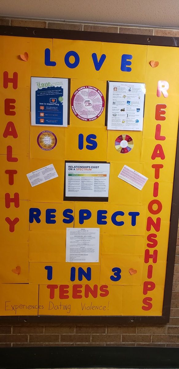 Bulletin board about love and respect.