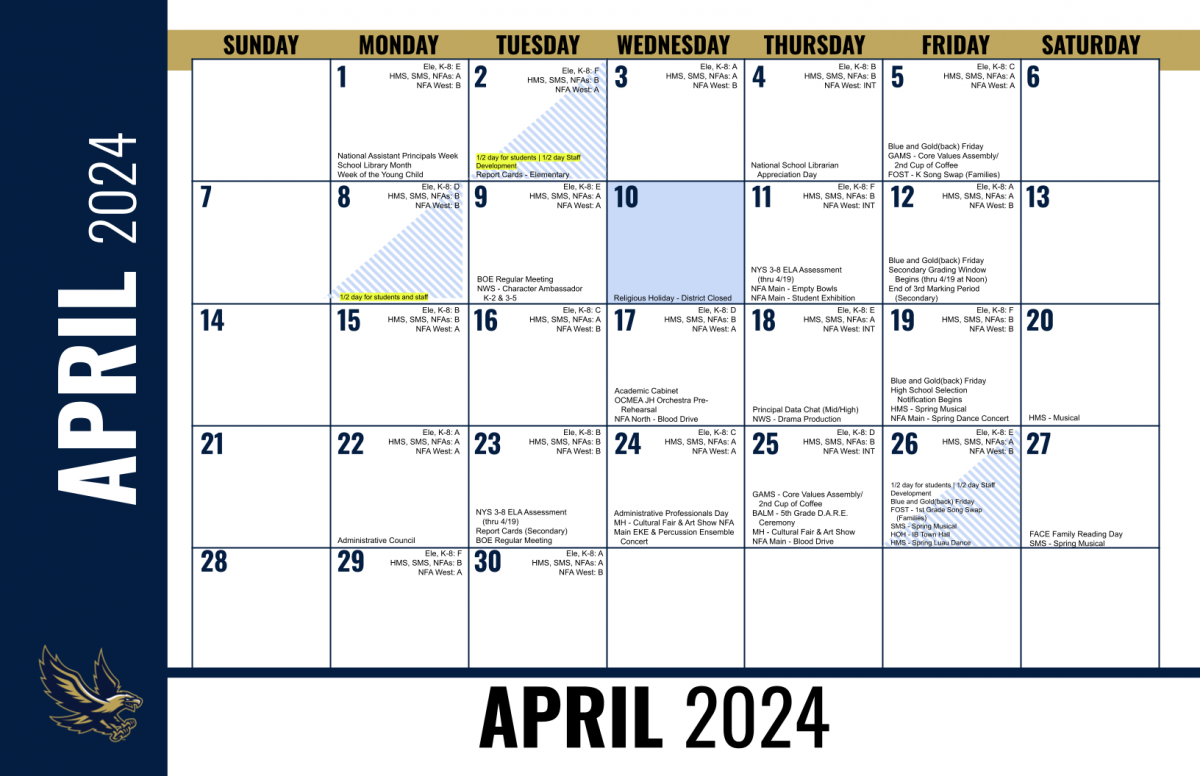 CALENDAR UPDATE April 2024 News NECSD