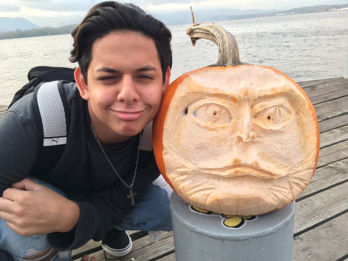 Chris Carbone with Pumpkin at Long Dock