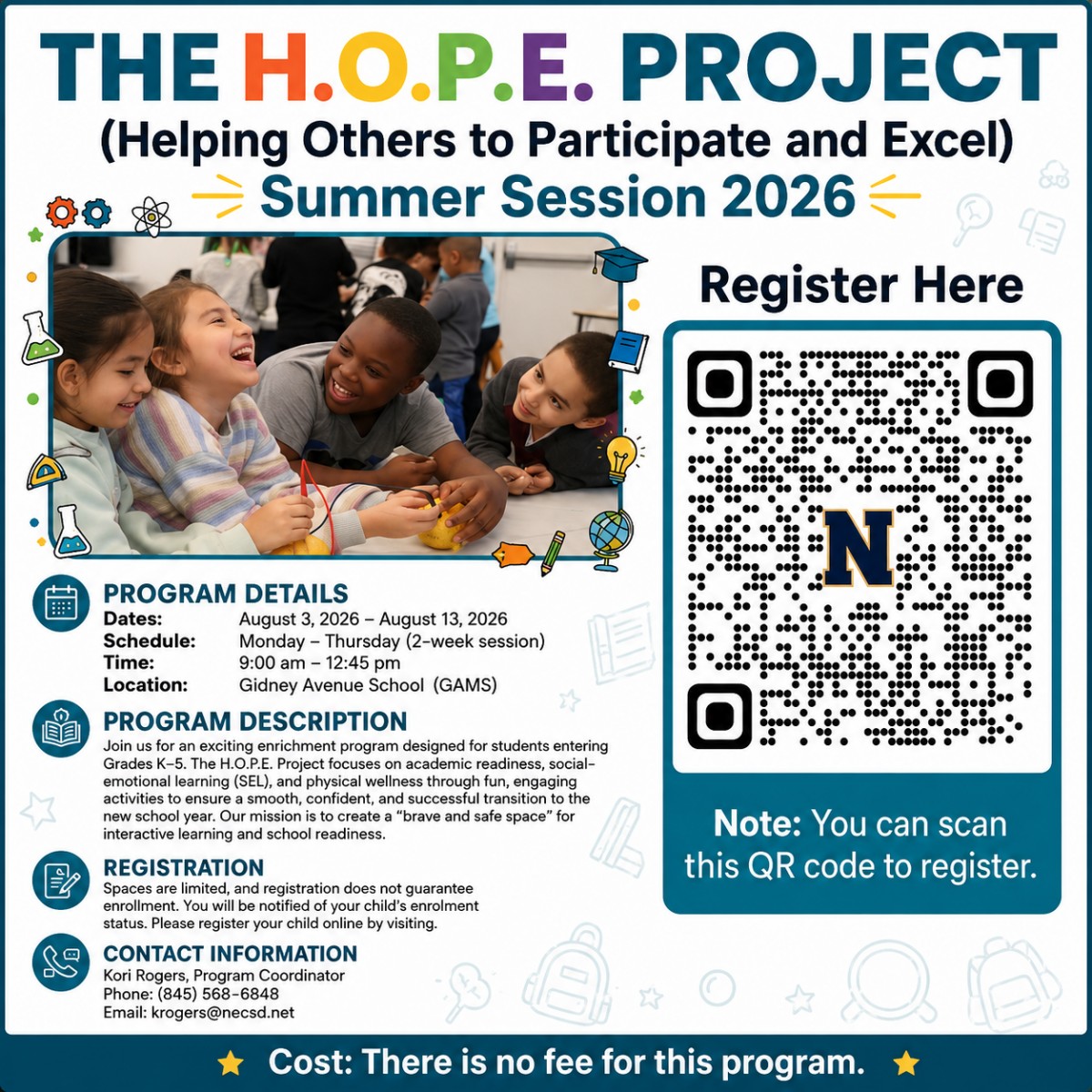 Thumbnail for Register TODAY for THE H.O.P.E. Project (Helping Others to Participate and Excel) Summer Session 2026