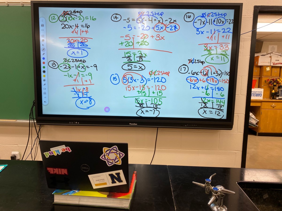 Image of math lesson on Promethean board.