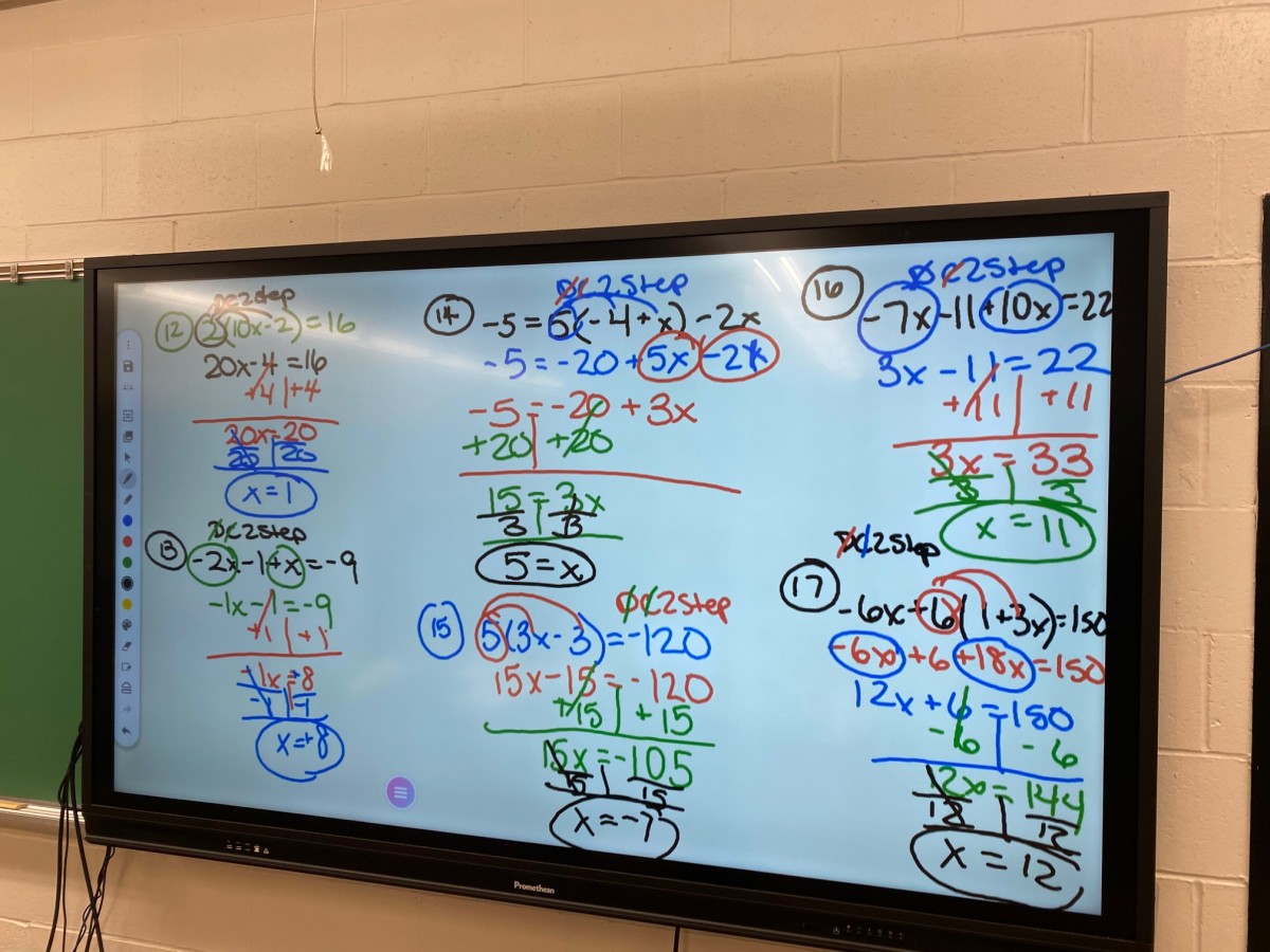 Image of math lesson on Promethean board.