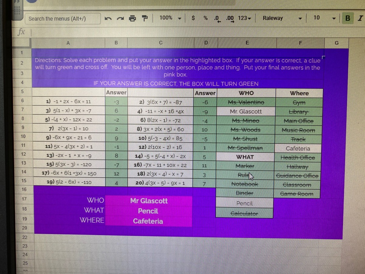 Image of math lesson on Promethean board.