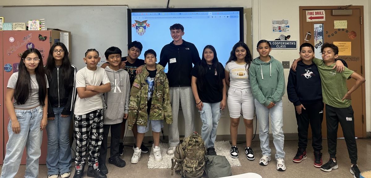 Thumbnail for Heritage Middle School Scholars Welcome United States Military Academy Cadet