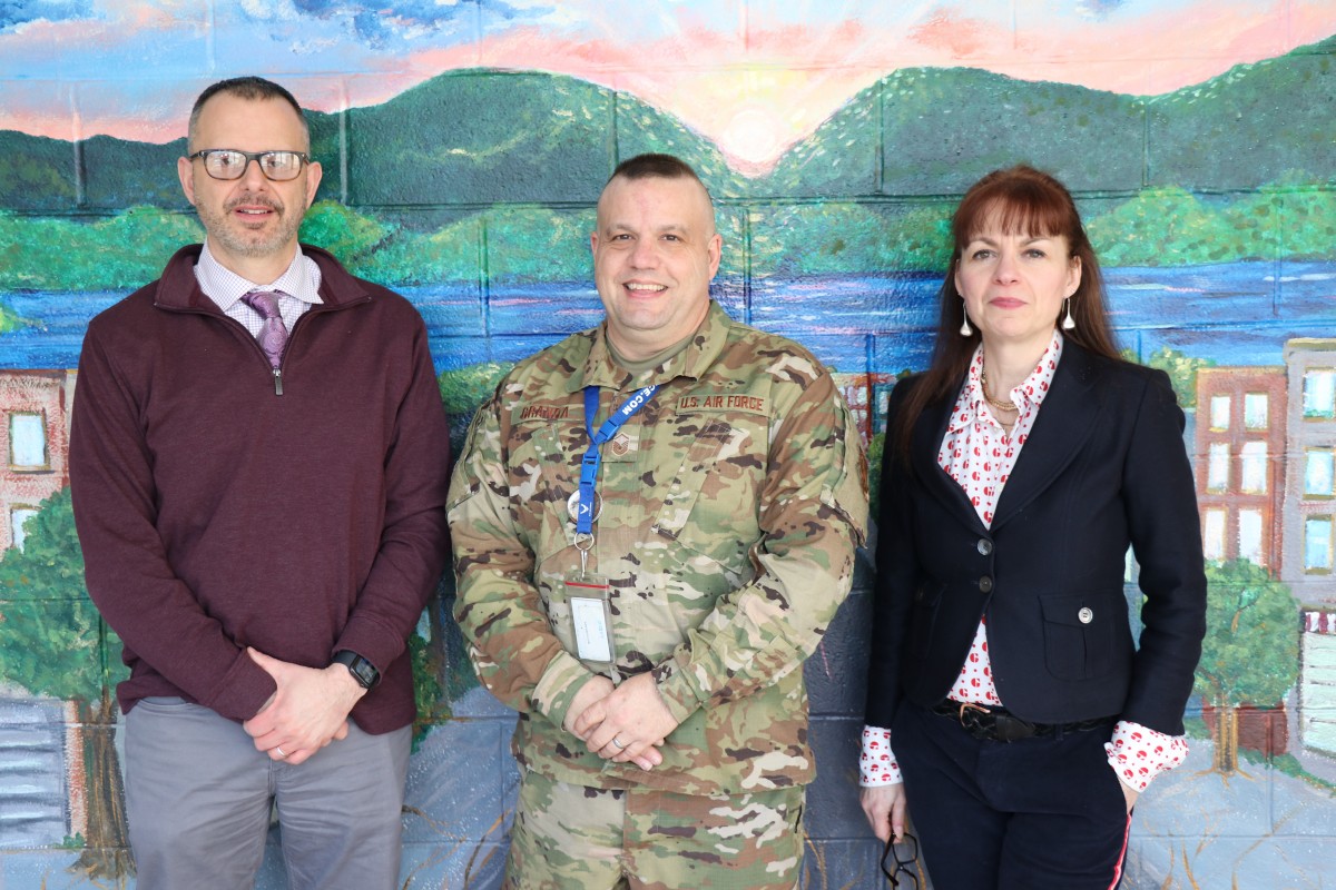 Mrs. Thomas-Cappello and her colleagues Mr. John Etri and Master Sergeant Granda prepare to attend the JROTC-CS Demonstration Project.