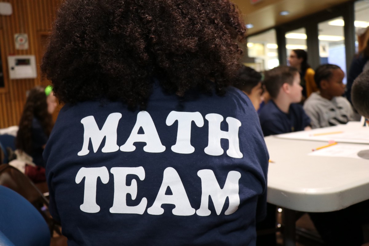 Back of student shirt that reads: Math Team.