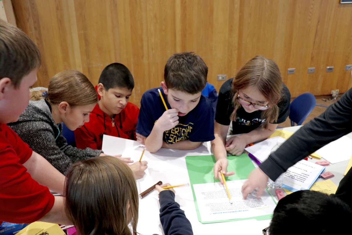 Students work on a math problem