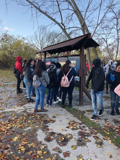 Students learn about Long Dock Park.