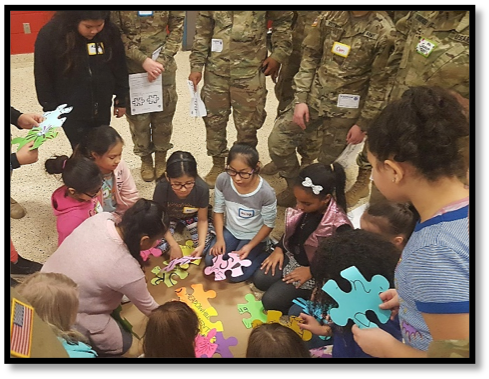 The opening icebreaker activity challenged the girls to use problem solving and communication techniques.