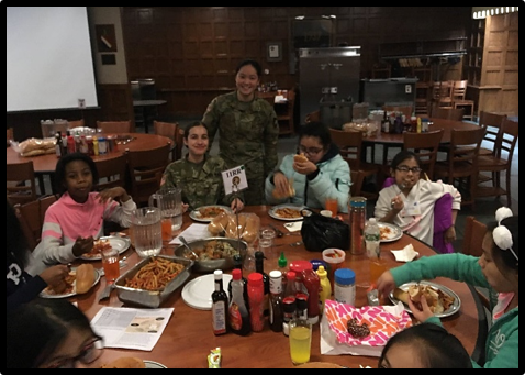 MHS girls and faculty experienced cadet dining by eating lunch in the mess hall.