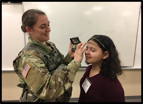 Cadets led classes about applying face paint for camouflage and the proper use and wear of tactical gear.