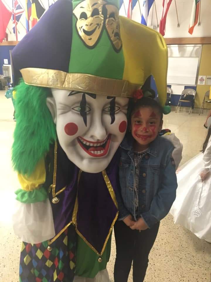 Students pose for a photo in their costumes.