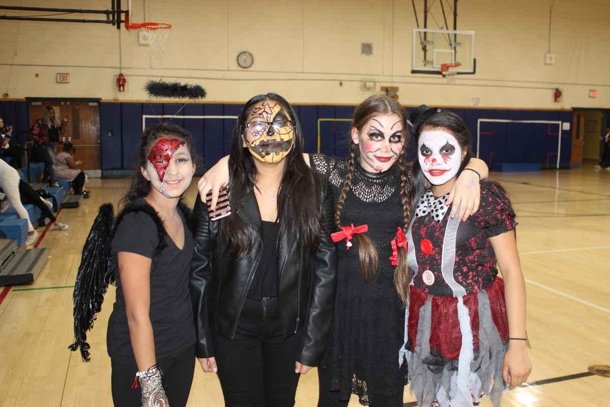 Students pose in costume.