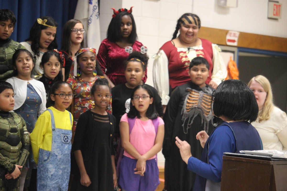 Students performing.