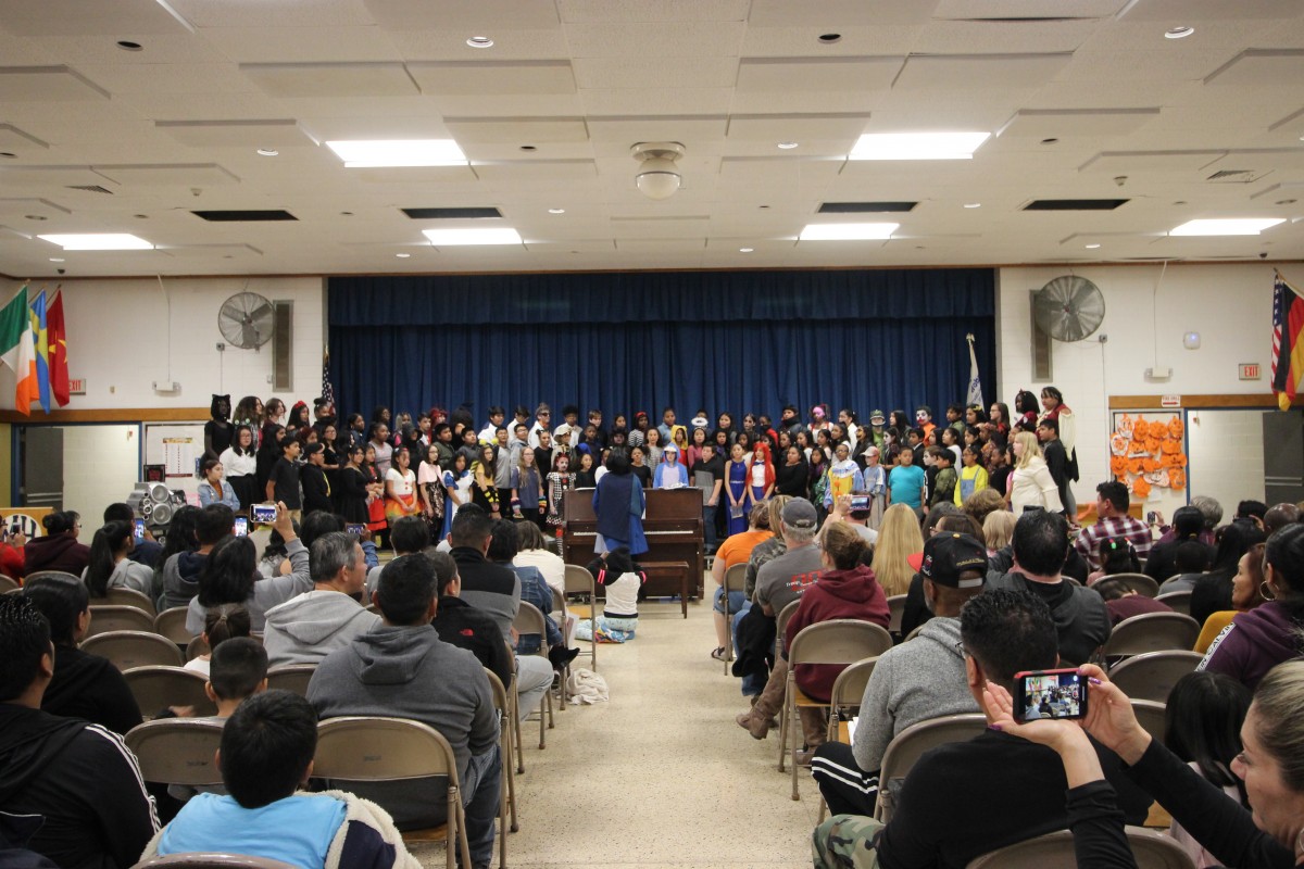 Students performing.