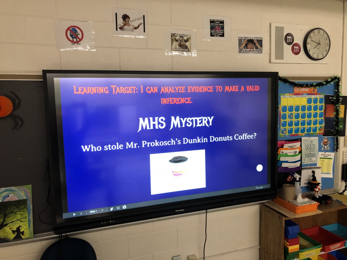 Promethean board displaying part of the lesson.