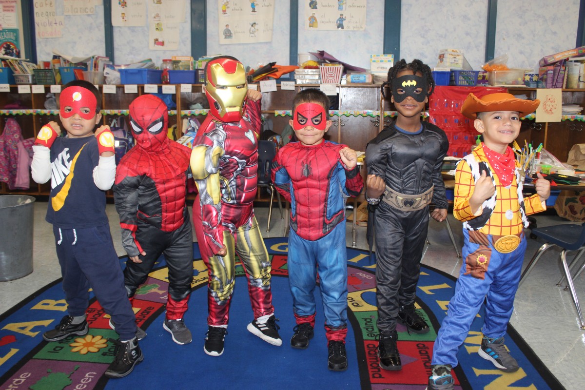 Students pose in their costumes.