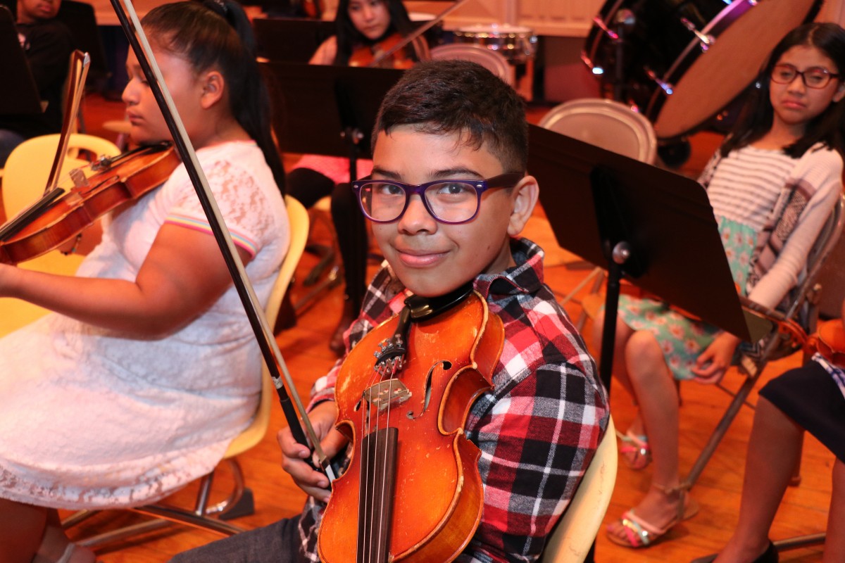 Students pose with their instruments.