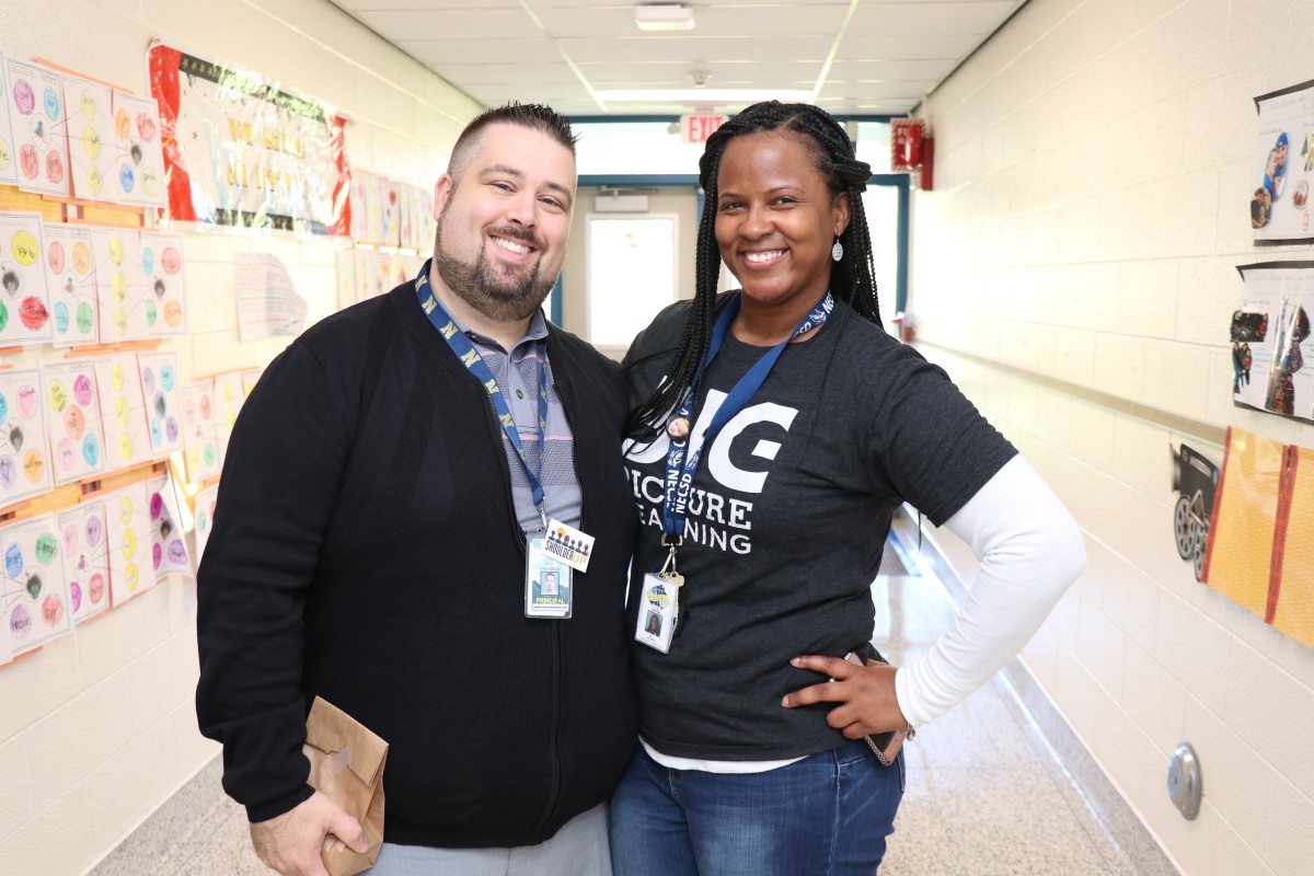 Meadow Hill principal Mr. Prokosch and guidance counselor for NFA West Ms. Lakeya Stukes.