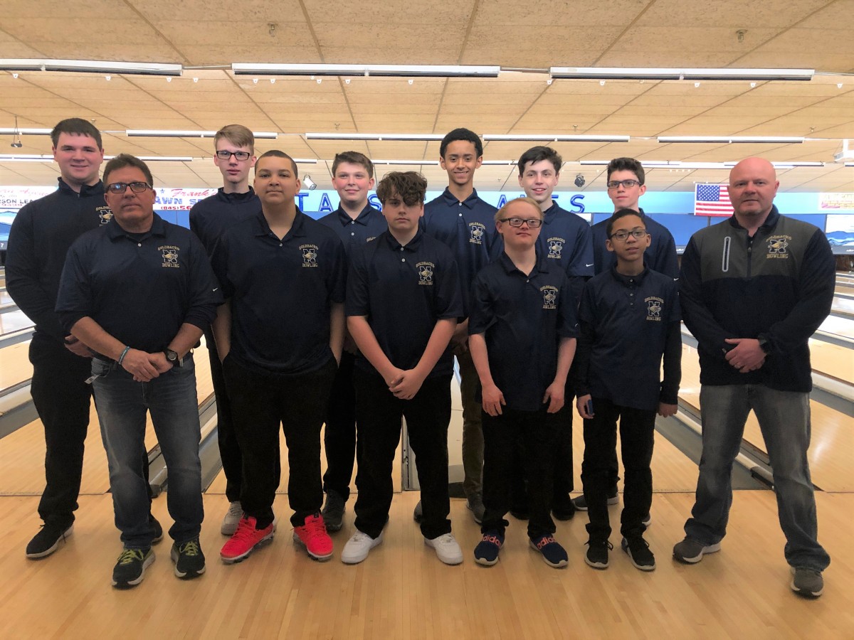 The NFA Boys Varsity Bowling Team poses for a photo.