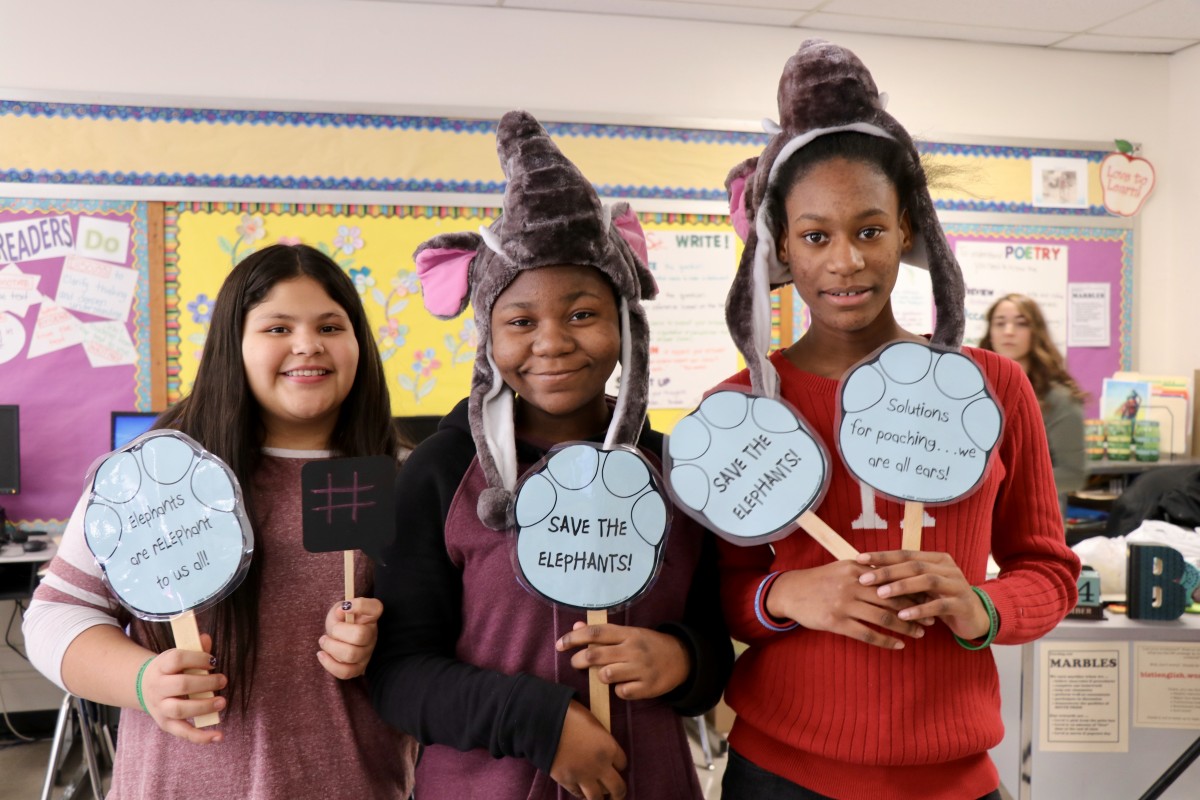 Students getting ready for Photo Booth