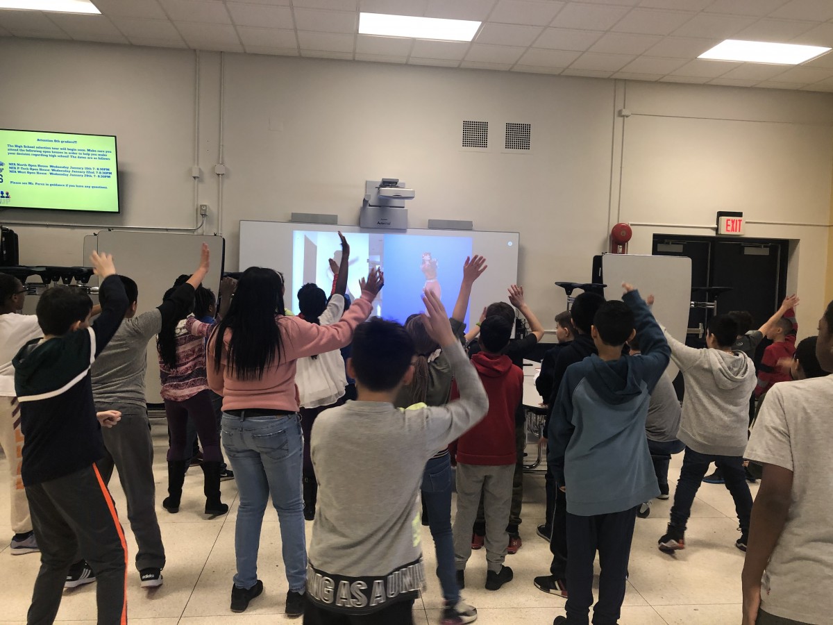 Students dancing.