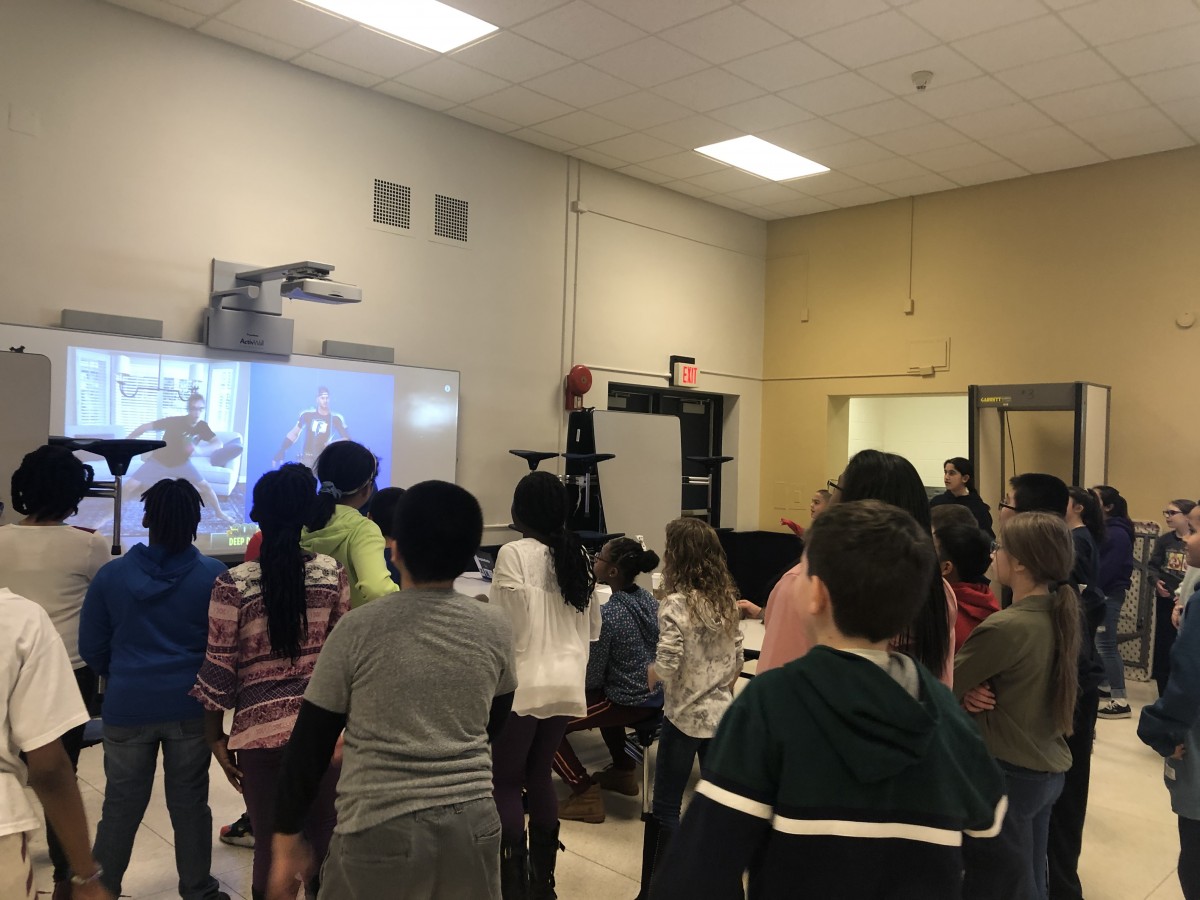 Students dancing.