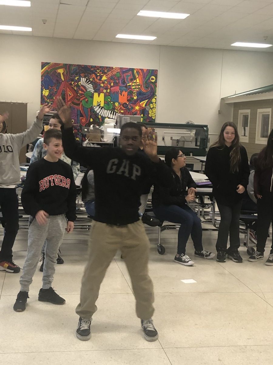 Students dancing.