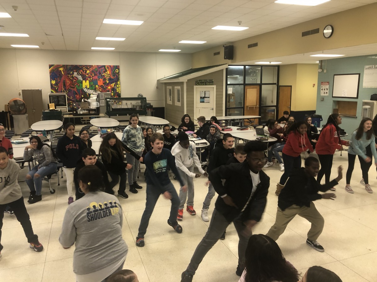 Students dancing.