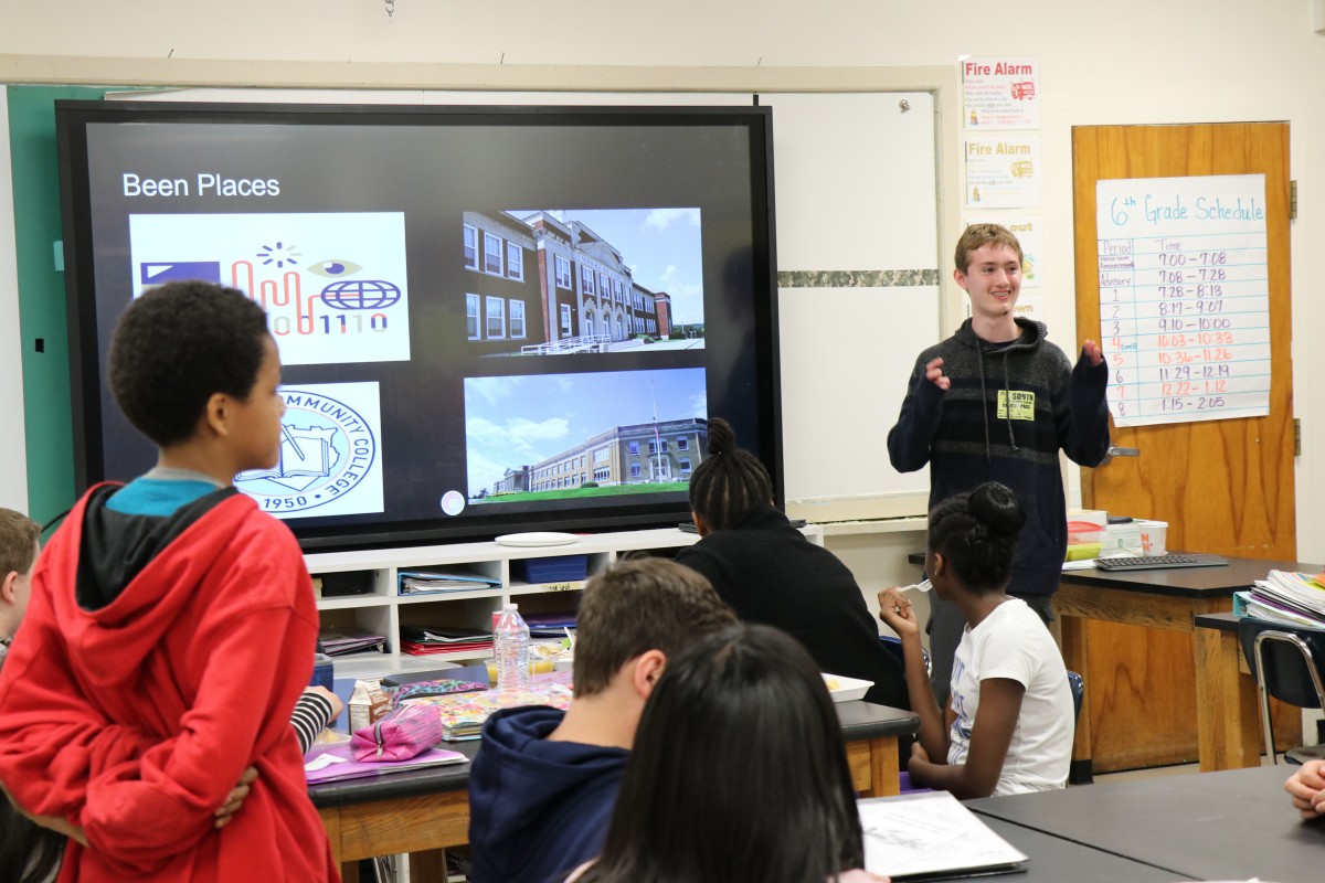 Co-Valedictorian speaks to students.