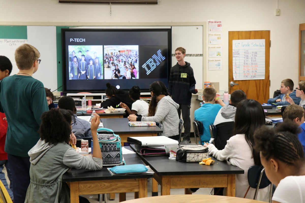 Co-Valedictorian speaks to students.