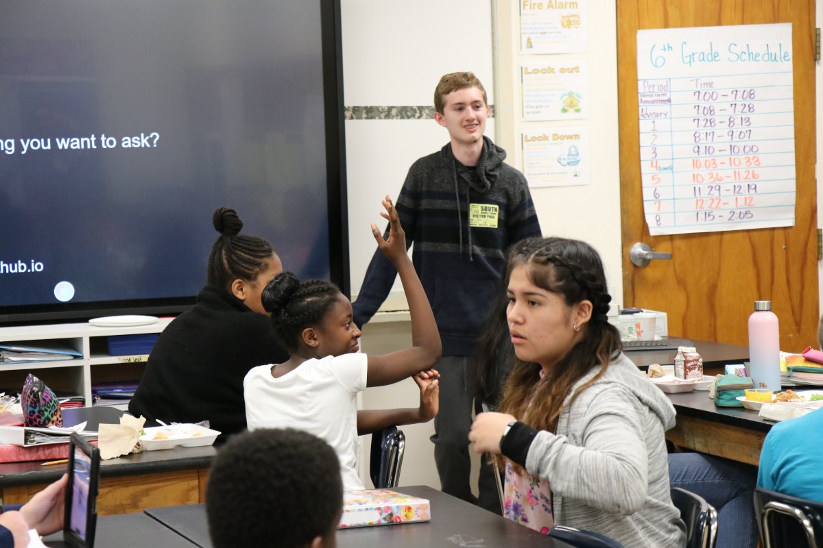 Co-Valedictorian speaks to students.